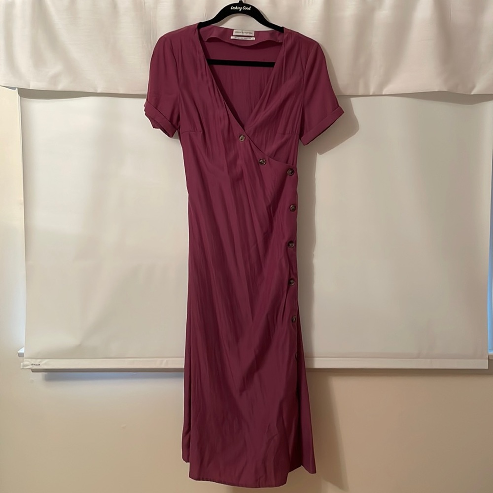 UO silky purple wrap midi dress